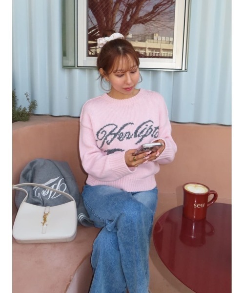 Her lip to ニット セーター Loved one Logo Jacquard Knit レディース