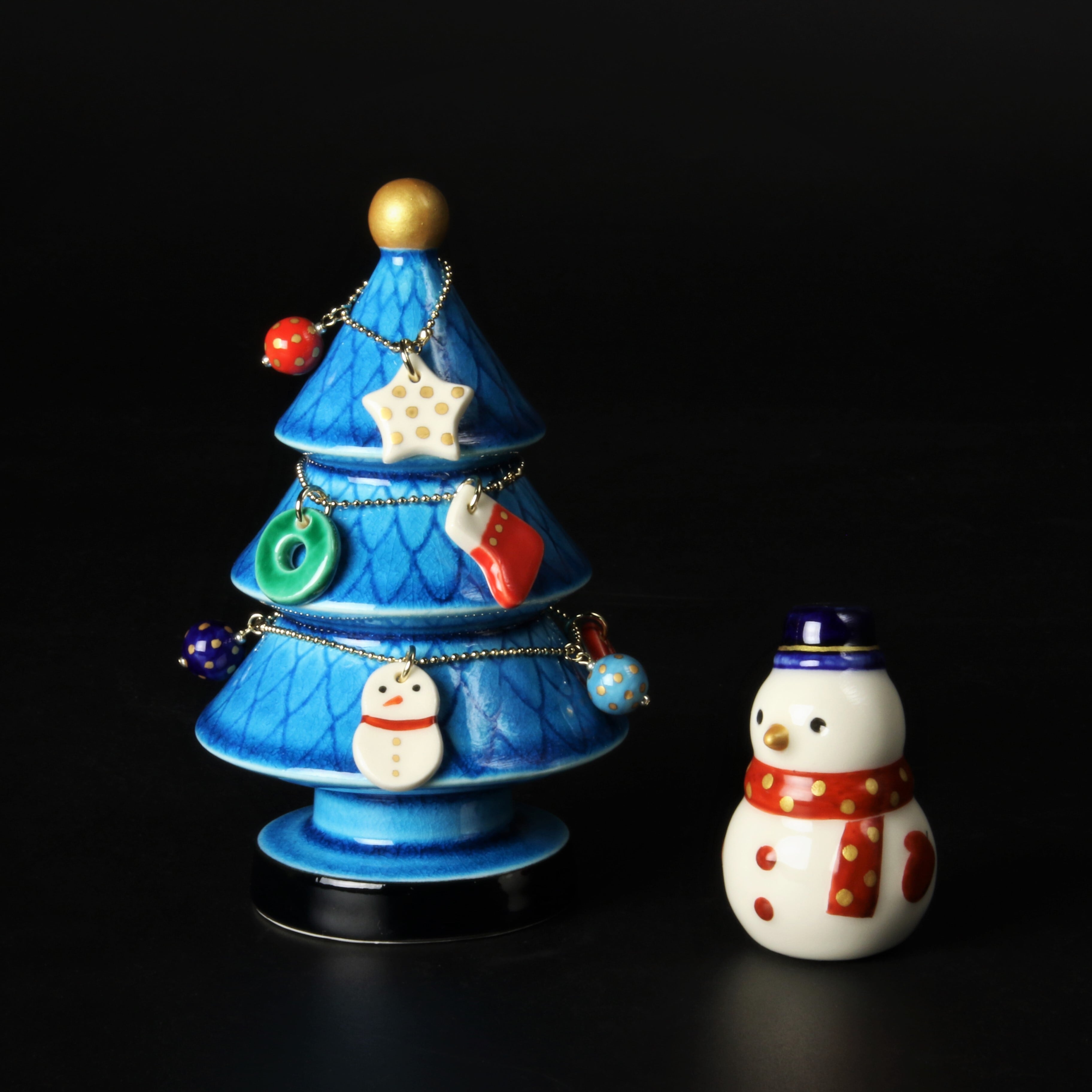 750>青釉クリスマスツリー・雪だるまオーナメント 美濃焼 | 陶香堂